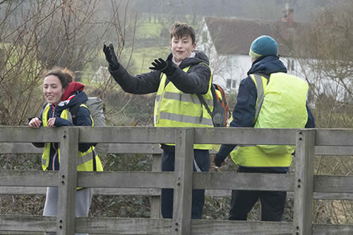 Team walking the route