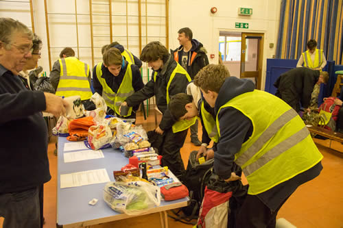 Winter survival team navigating